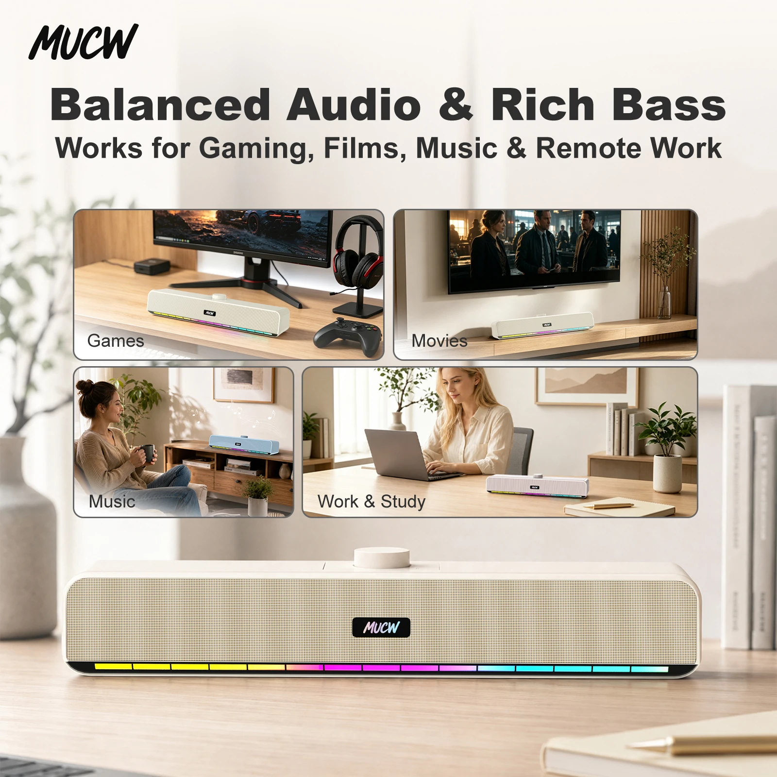 MUCW MU‑C10 PC-Soundbar-Lautsp – Rgb Computer Soundbar For Pc Bewertung und Preis