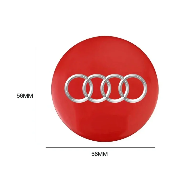 4pcs Car Wheel Stickers 56mm Auto Center Hub Cap Decal For Audi Sline A1 A3 A4 A5 A6 A7 A8 B8 B9 B6 C6 Q2 Q3 Q5 Q7 Q8 TT S3 S4