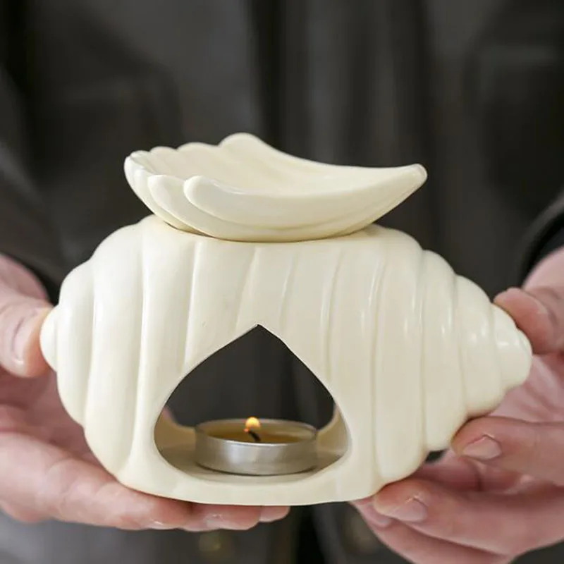 New Style White Color Conch Flavor Furnace Ceramic Essential Oil Burner Oil Lamp Fragrance Irem Indoor Meditation Use Home Decor