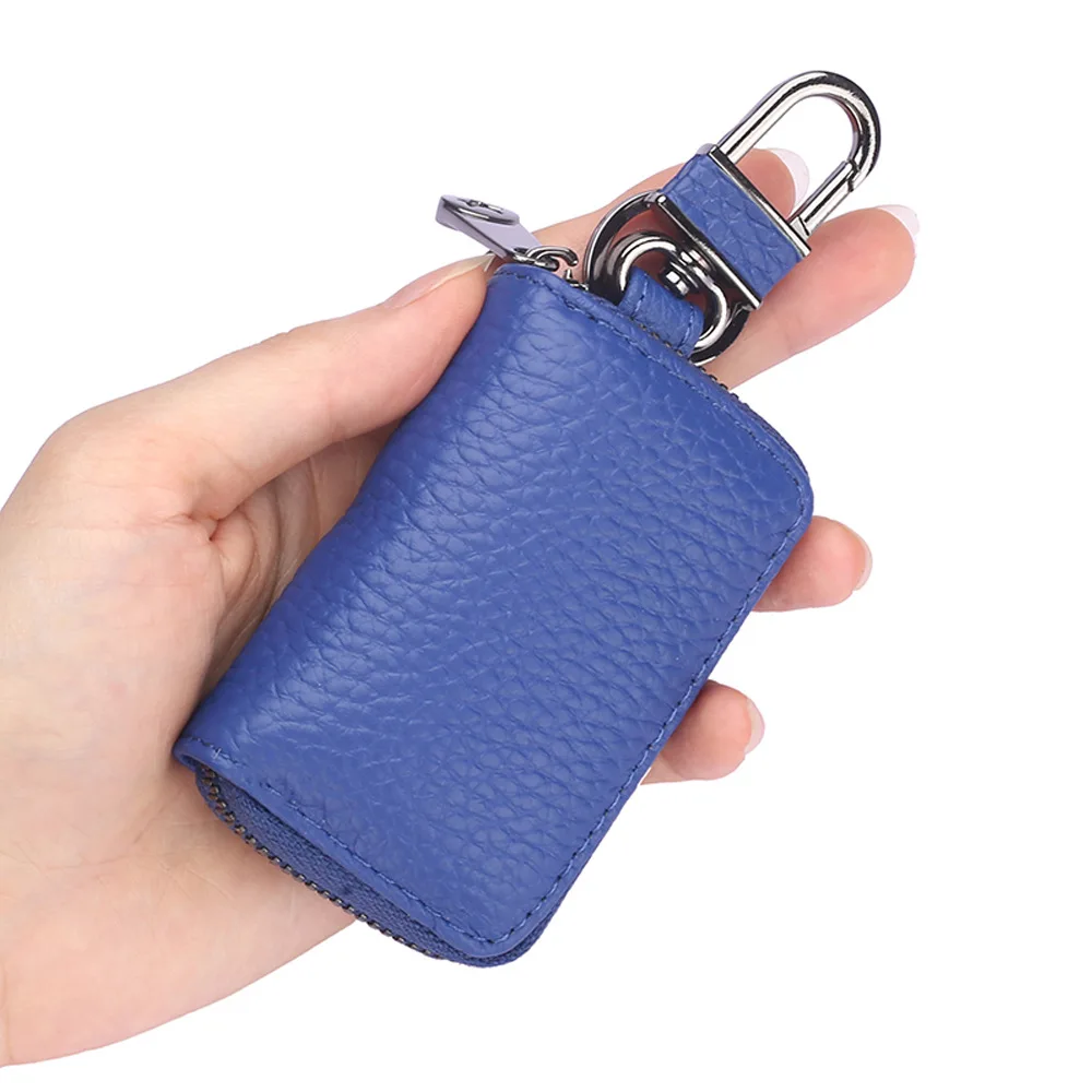 Genuine Leather Keychain Men Women Key Case Multifunction Organizer Wallet Holder Smart Housekeeper Car Key Holder Small Key Bag