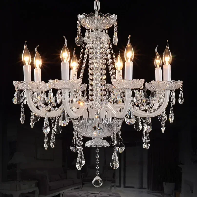 Vintage Elegant Ceiling Lamps Crystal Lustre Chandelier Living Room Dining Table Light Led Hanging Chandelier Home Appliance