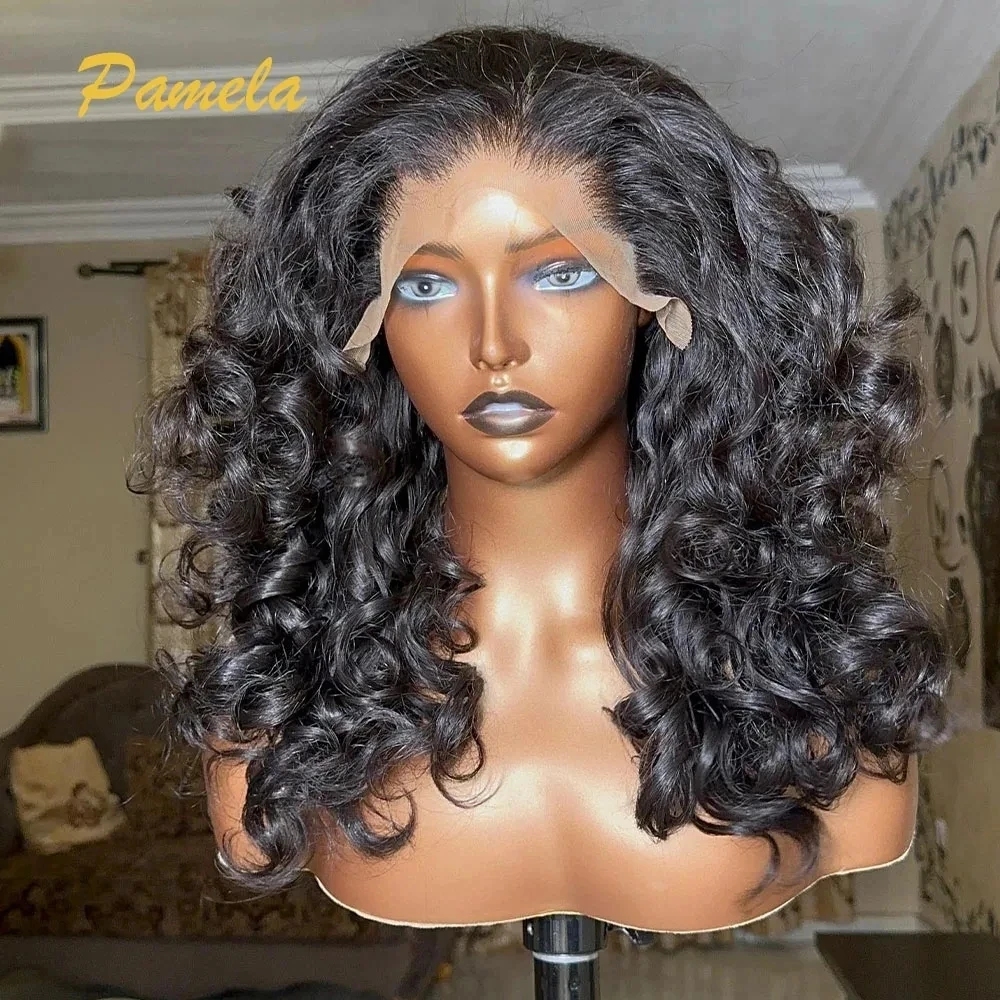 Super Double Drawn 250% Density Loose Wave 13X6 HD Transparent Lace Frontal Glueless Wig Preplucked Human Hair Ready To Go