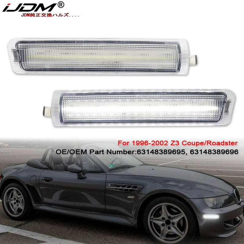 

iJDM для BMW Z3 M Roadster Coupe 1997-2002 кабриолет 1996-2002 белые передние светодиодные боковые габаритные фонари с автоматическим крылом