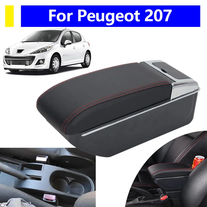

Armrest For peugeot 207 For peugeot 207CC interior design car console storage box with cup holder PU leather car accessories