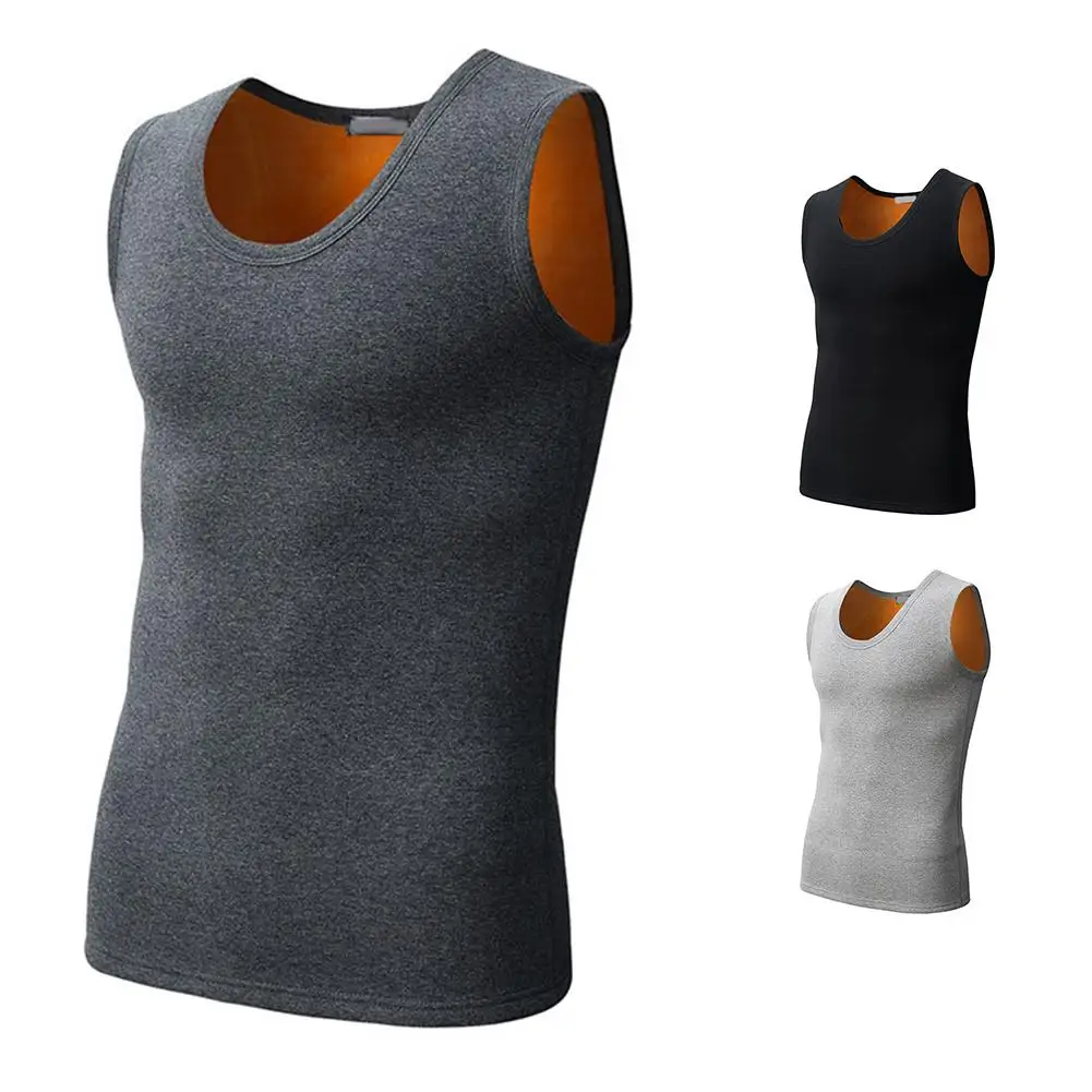 

Men Slim Warm Vest Male Autumn Winter Thicken Tops Seamless O-Neck Base Comfortable Vest Sleeveless Man Warm Clothes