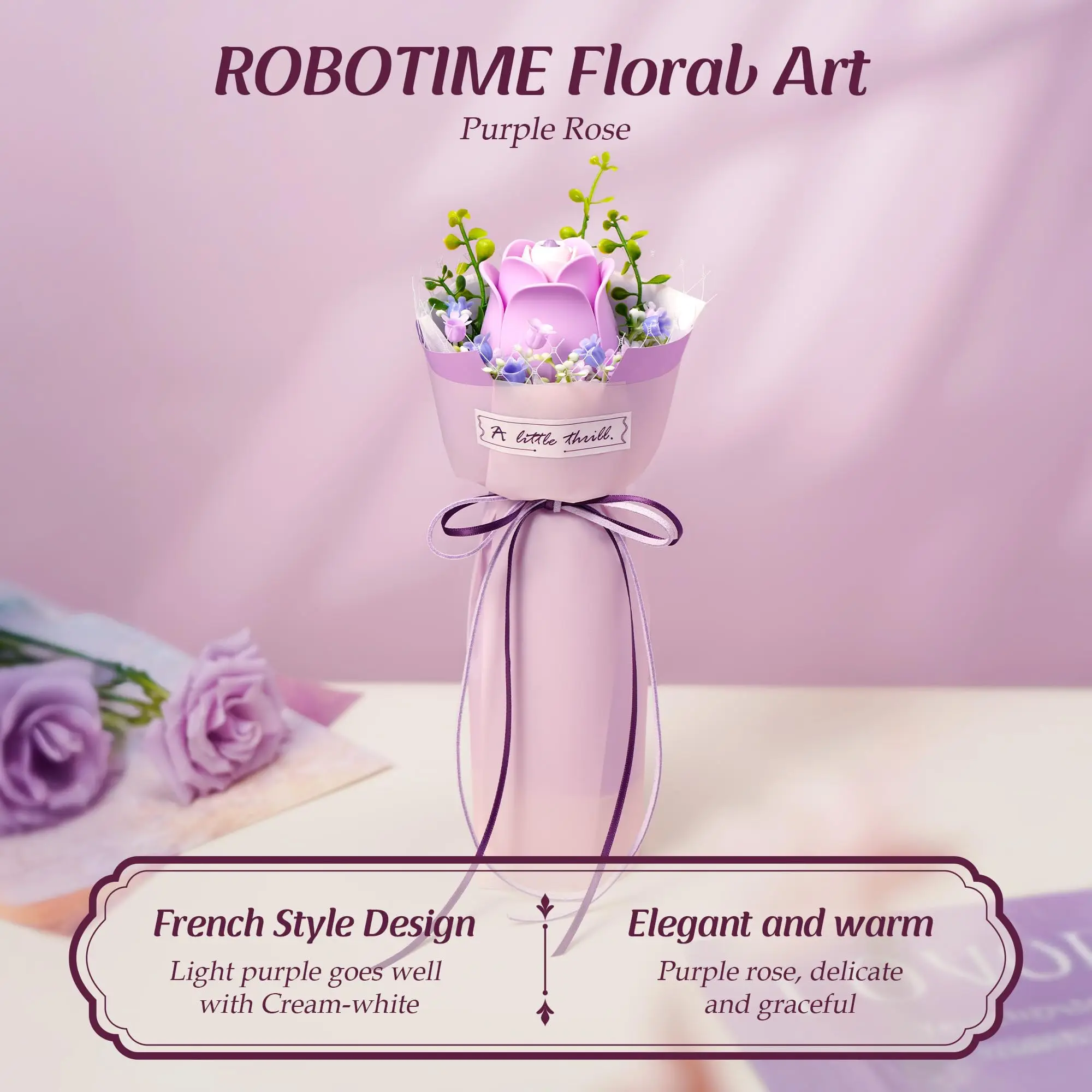 ROBOTIME 3D-Blumen-Puzzle-Modellbausätze zum Bauen von Blumen-Sets, Blumenstrauß, Dekoration, Geschenke, Basteln, Heim-Display mit Ständer, AF011/AF021