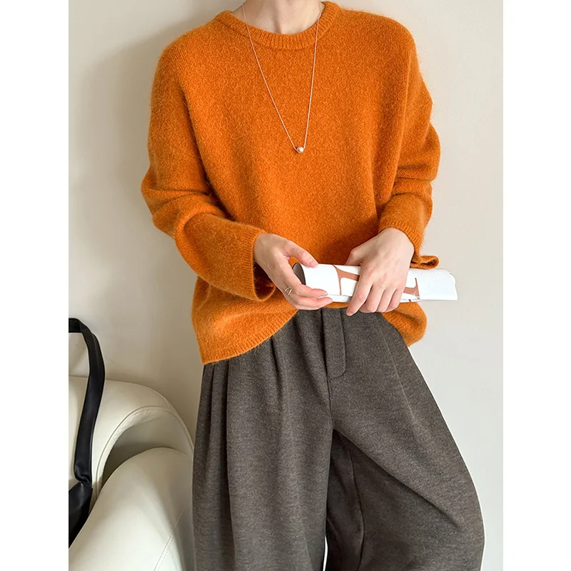 UMI MAO Top Femme Autunno Inverno Nuovo Morbido Soffice Latte Fufu Maglione di Pelliccia di Coniglio Per Le Donne Allentato Stile Pigro Top Lavorato A Maglia