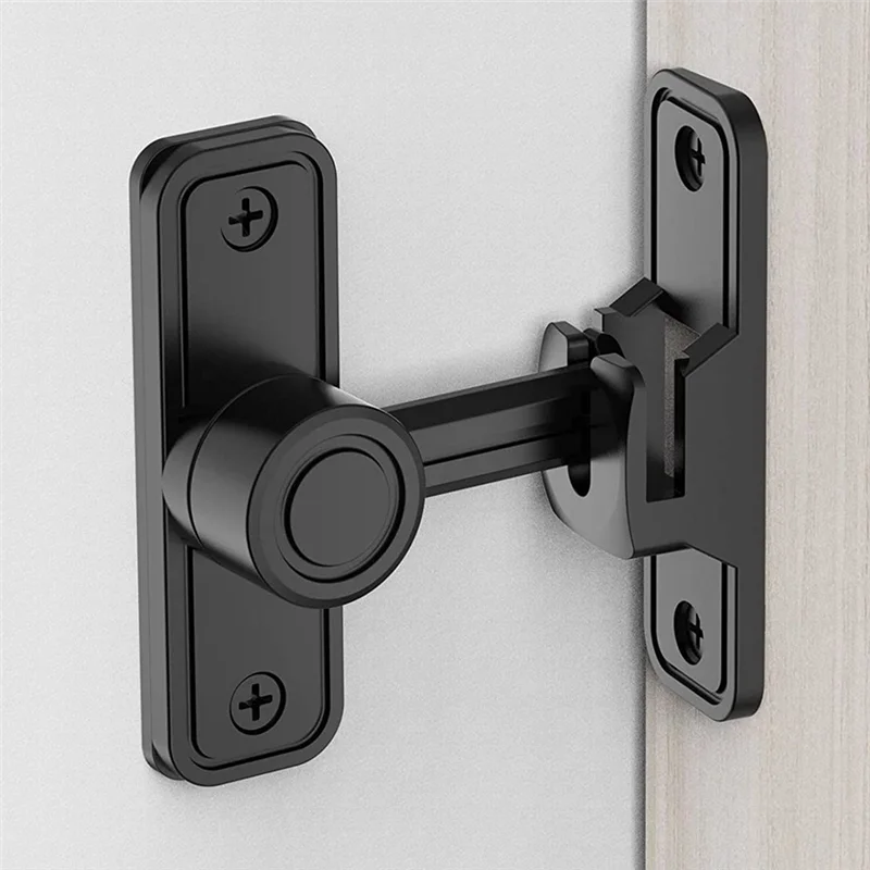 Heavy Duty Gate Latches 90 Degree Right Angle Barn Door Lock Anti-Theft Sliding Door Lock Latch for Garden Black