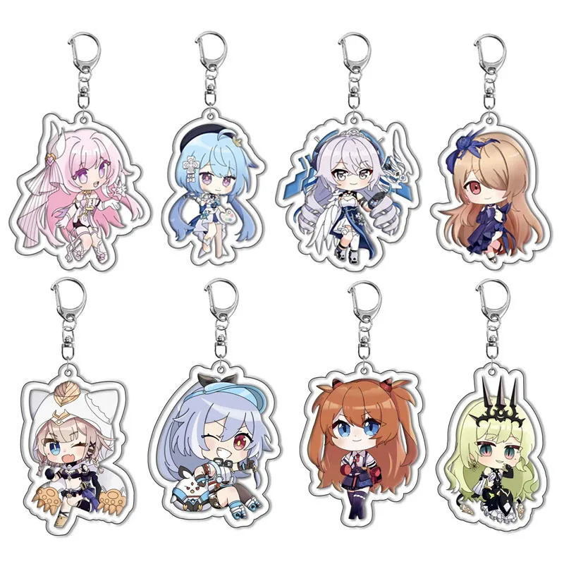 Hot Game Honkai Impact Anime Figure Elysia Kiana Kaslana Cosplay Acrylic Keychains Kawaii Bag Pendant Decor Fans Collection Gift