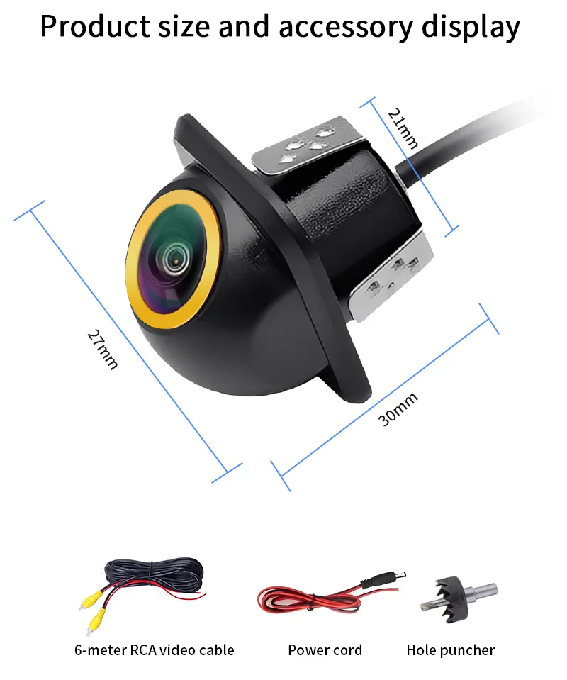 AHD 1080P/720P Fisheye Auto-Rückfahrkamera 170° ° Ultra-Weitwinkel HD Nachtsicht IP68 Wasserdichte Universelle Fahrzeug-Parkkamera – Detail 11