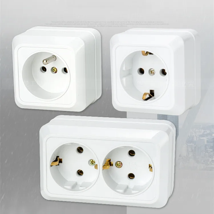 

Dual EU Standard Installed Directly European Style Surface Mount Wall Power Socket for EU Russia Ukraine Kazakhstan 16A 250V