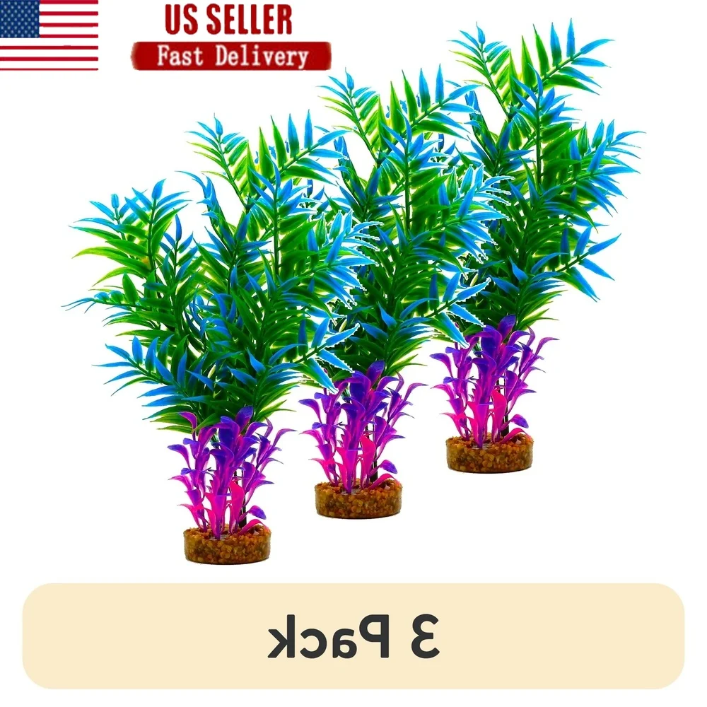

3 Pack Artificial Maidenhair Fern Aquarium Plant Decoration Weighted Bottom Fish Tank Freshwater Saltwater Terrariums
