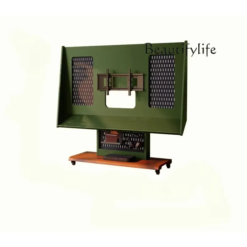 X35 French Retro Floor Removable TV Stand Medieval Base Floor TV Stand Solid Wood Movable TV Stand