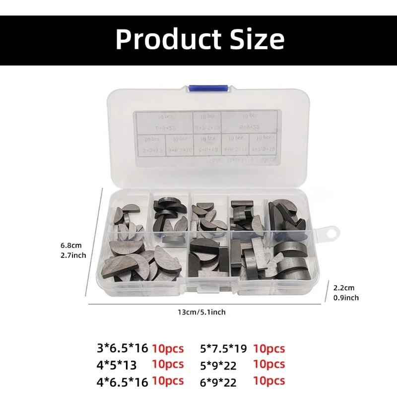 80Pcs Assorted Carbon Steel Woodruff Keys set Comprehensive Woodruff Key Assortment for Flywheels Pulleys Crankshaft Tool