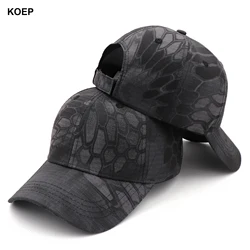 KOEP New Outdoor Fishing Jungle Black Python Camouflage Baseball Cap Hunting Hat Cotton Dad Snapback Biomimetic Camo Hats KBKP2