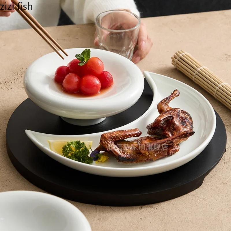 Ceramic Combination Tableware, Moon Dinner Plates, Sashimi Plate, Cold Dish, Sushi Plate, Fruit