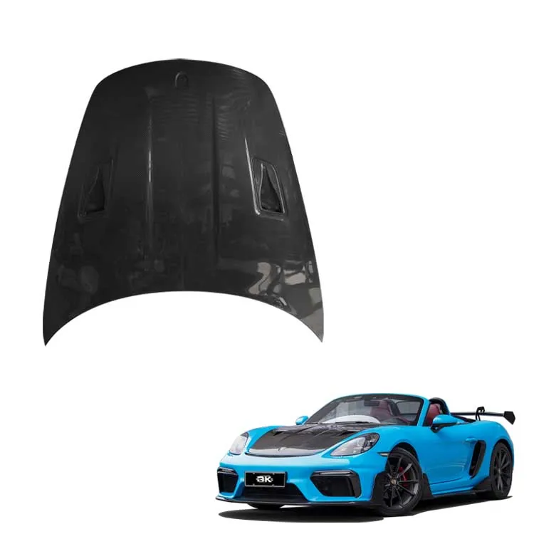 

Для Porsche 718 981 982 987 Cayman Boxster сухой карбоновый передний капот автомобиля, крышка капота двигателя, универсальный стиль RS, новый