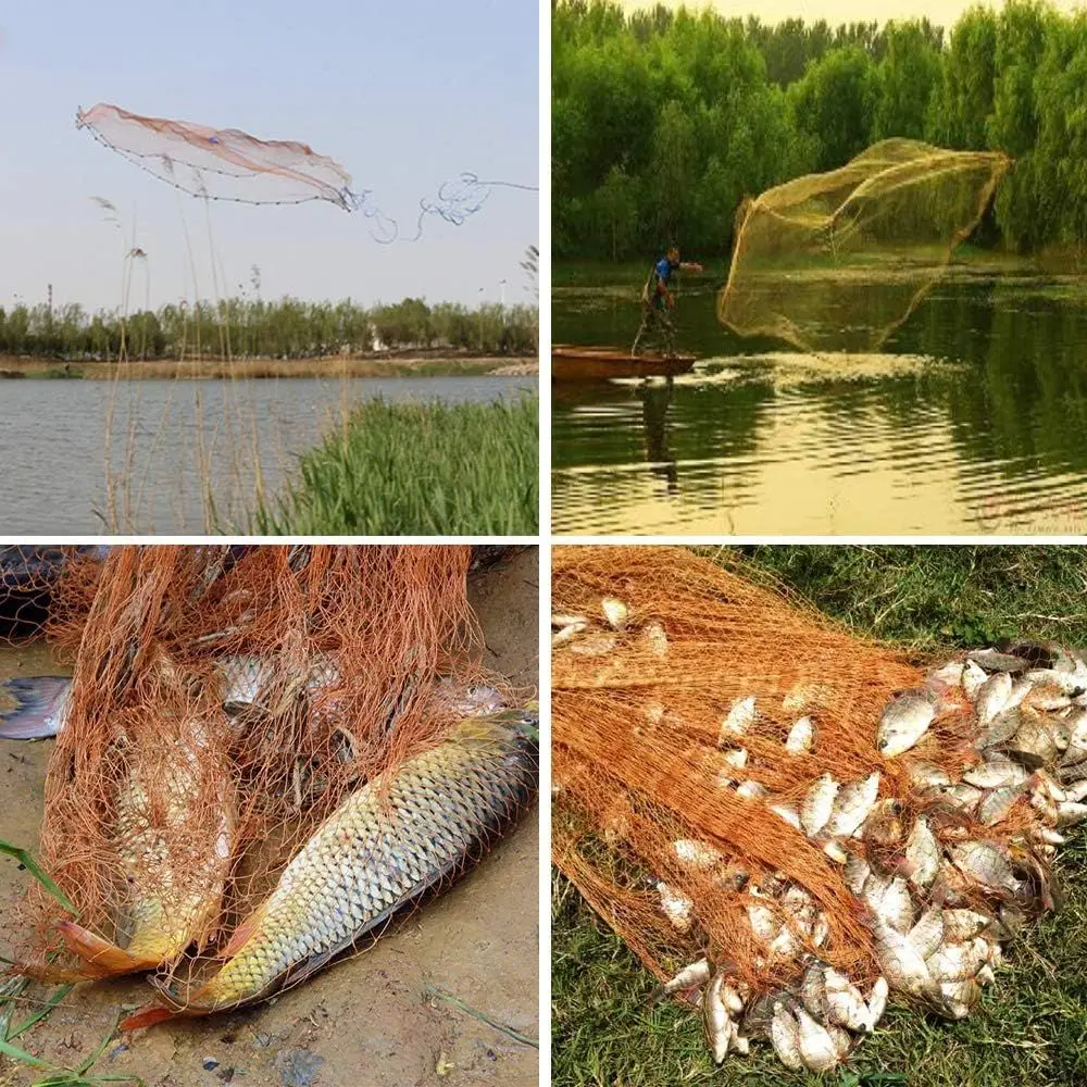 1/2 شبكة صيد الأسماك في المياه المالحة لمصيدة الطعم مع شبكة رمي السمك لغطاس الرصاص. حجم 3ft/4ft/5ft/6ft/7ft/8ft/9ft نصف القطر للمياه العذبة #6