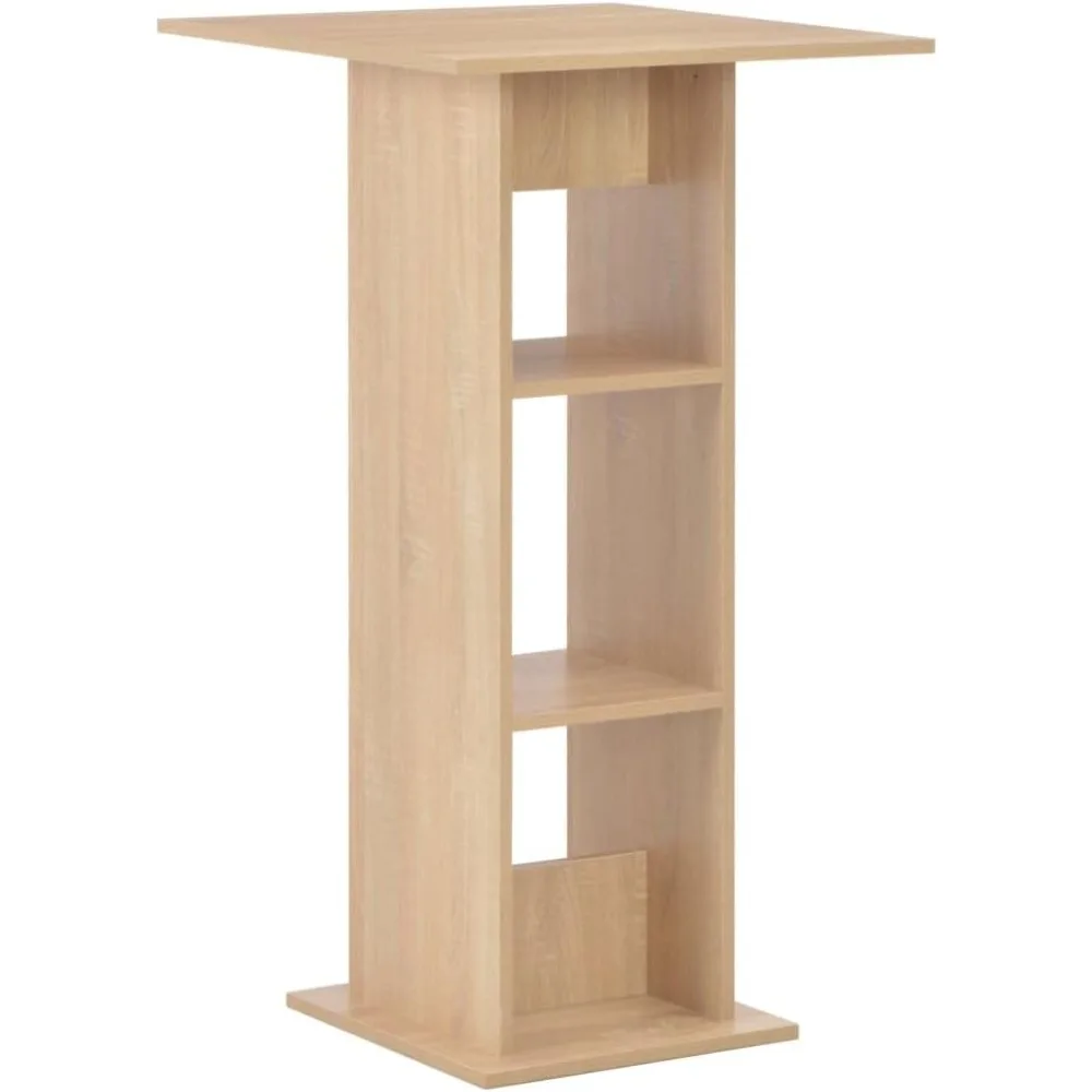 

Trendy Oak Bar Table | 23.6X23.6X43.3 in Durable Engineered Wood Minimalist Design Indoor Outdoor Use High Dining Bistro Pub Br