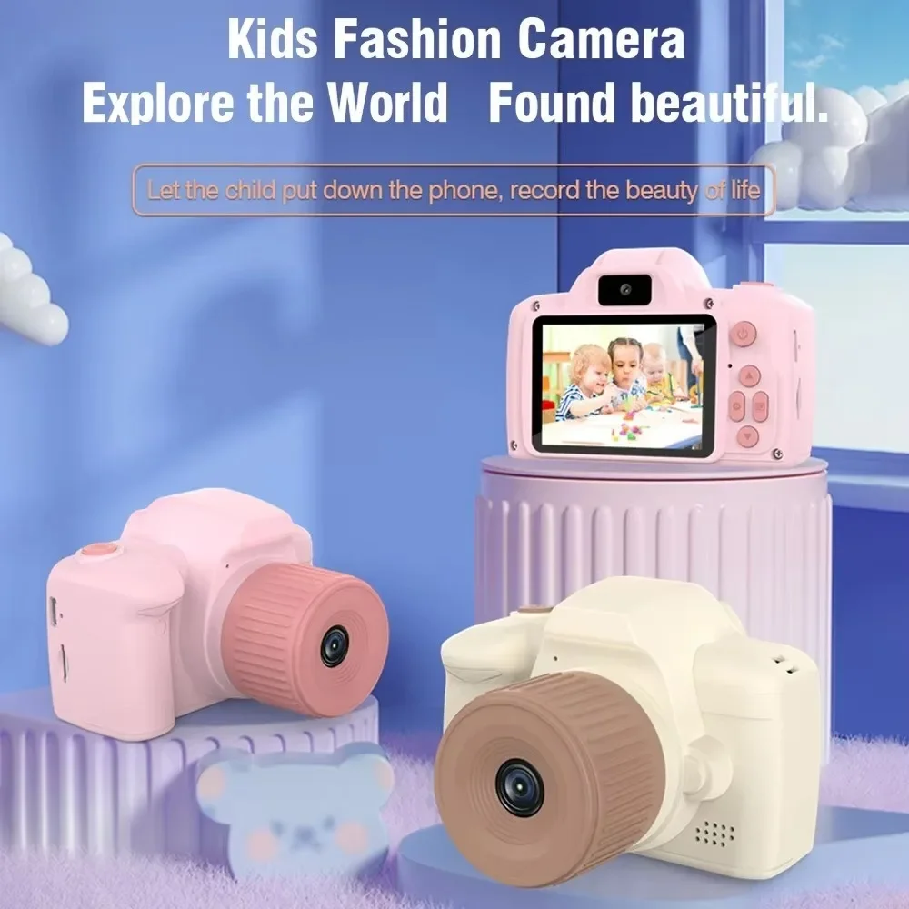 Kids Mini Camera Toys Cartoon 1080P HD Selfie Long Lens Digital Photo Video Camera 2.4 inch Screen for Birthday Festvial Gifts