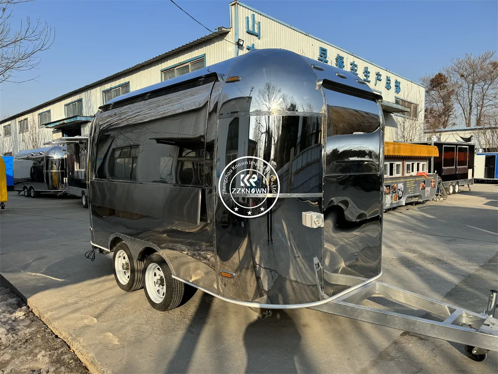 Lebensmittelanhänger, mobile Küche, personalisieren Sie Airstream-Kaffee-Snackwagen, voll ausgestattete Fast-Food-Trucks zum Verkauf