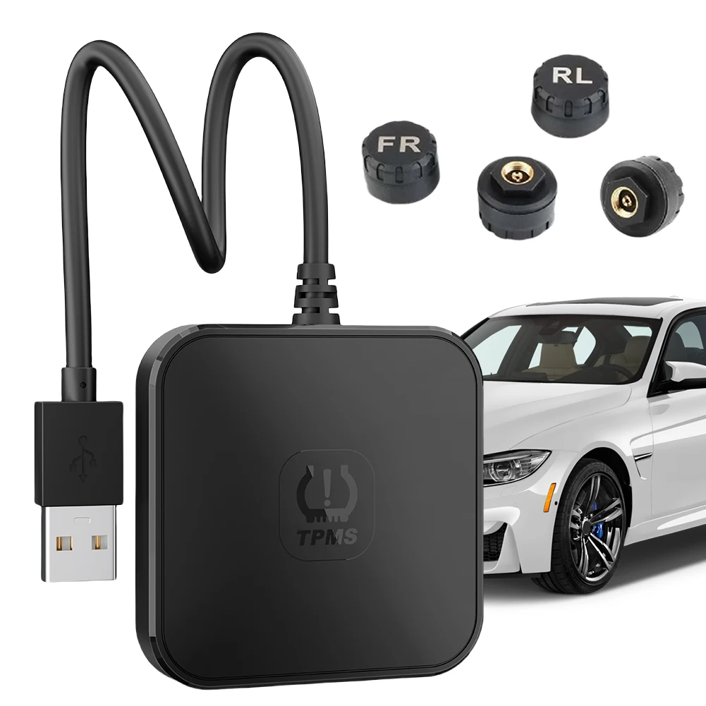 

USB TPMS Tire Pressure Monitoring System IP67 Waterproof Car Tire Pressure Monitor System 0-116PSI for Android Car DVD