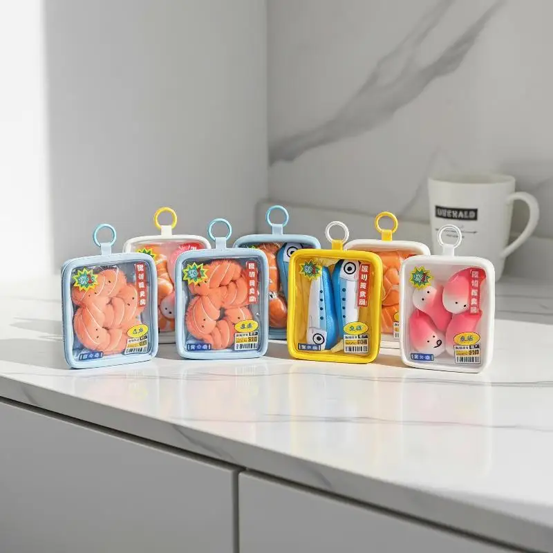 Cute Supermarket Fridge Vegetable Plush Keyring Simulation Seafood Platter Salmon/octopus Plush Stuffed Toy Backpack Charm Gifts