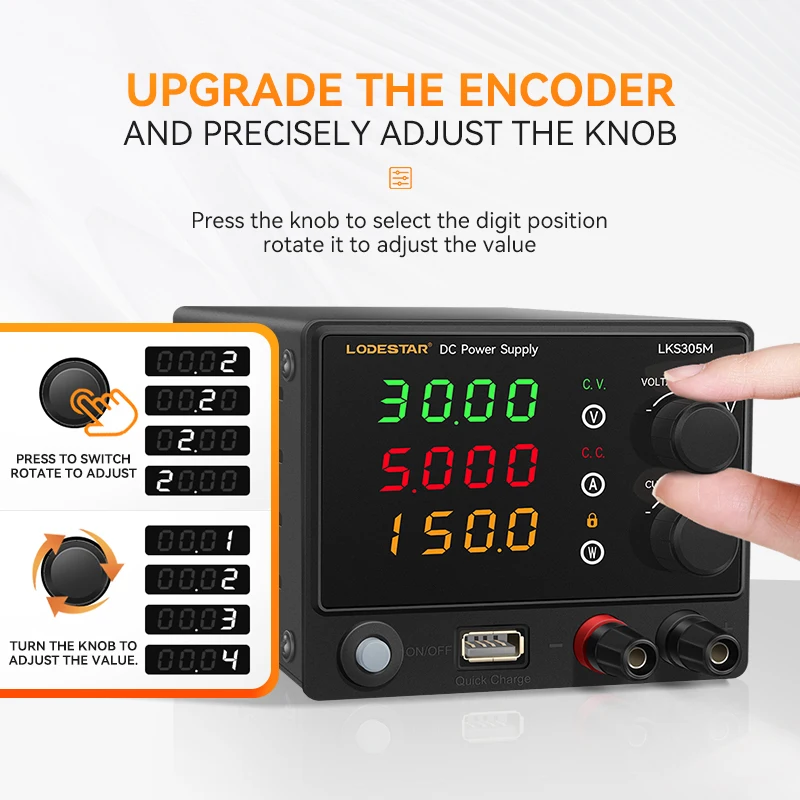 LODESTAR LKS305M Adjustable DC Laboratory Bench Power Supply 30V 5A Digital Display Stabilized Voltage Current Regulator