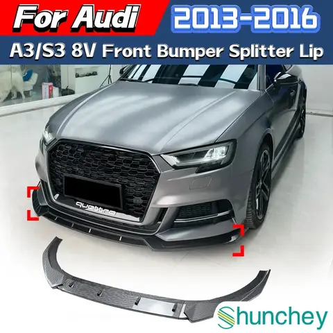 아우디 A3/S3 8V 2013 2014 2015 2016 차량용 프론트 범퍼 스포일러 스플리터 디퓨저 보호 커버 프론트 립 개조 키트