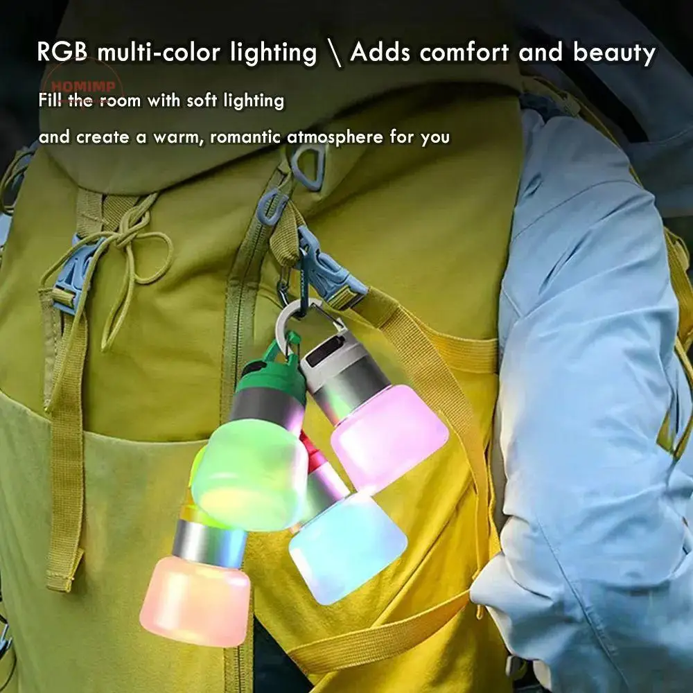 LED Light Portable Camping Lantern USB Portable Flowing Light Water Bottle Light Hanging Function Waterproof Hiking Flashlight