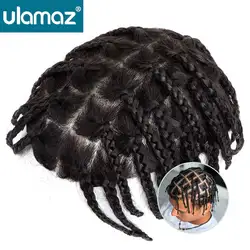 Braids Men's Wig Undetectable Hair System For Men Crochet Braided Toupee Mens Haircut Microskin Male Hair Prosthesis Man Wig