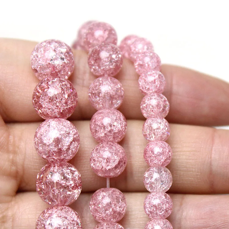 Natural Stone Rose Pink Cracked Crystal Beads 15\