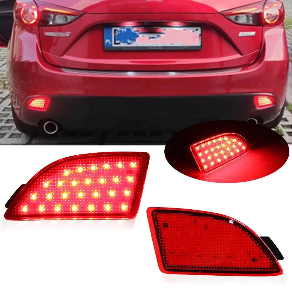 2pcs For Mazda 3 Axela Hatchback 2013 2014 2015 2016 Red Rear Brake Stop Light Back Tail Light LED Bumper Reflector lamp