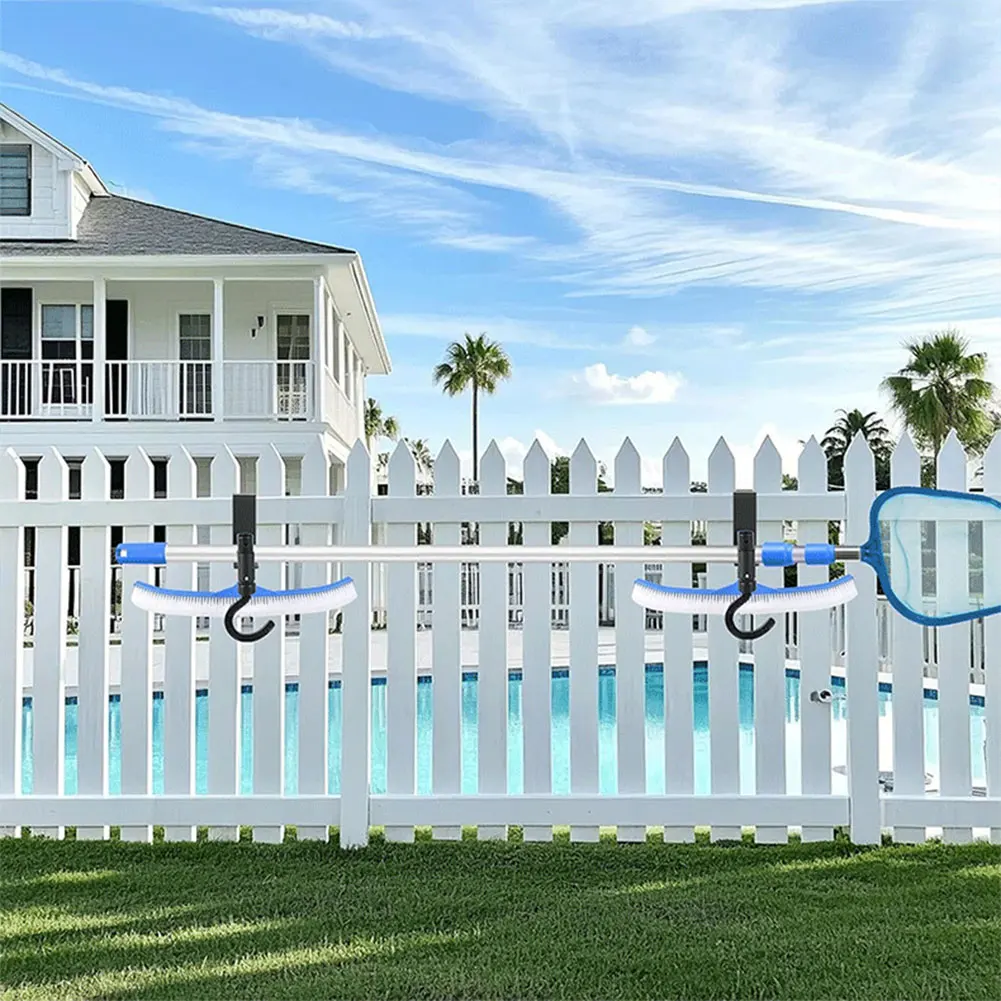 2 قطعة أداة حمام السباحة المنظم بركة القطب السنانير الشماعات المعدنية لفرشاة القطب بركة ورقة مقشدة صافي فراغ الرأس