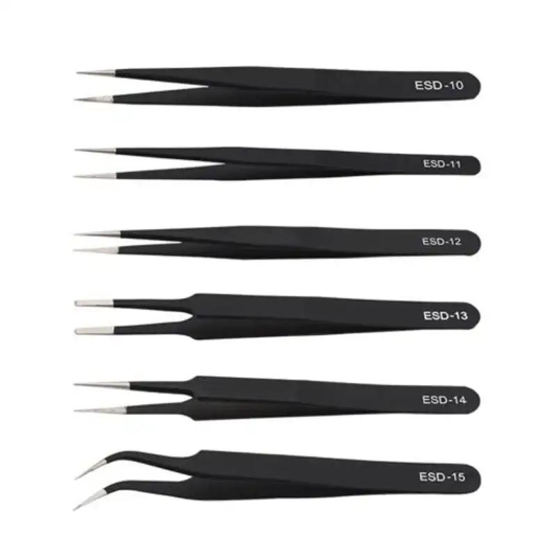 6 Pcs/Set Nail Art Equipment Stainless Steel Anti Static Maintenance Nail Tool Beauty Manicure DIY Lash Tweezer Makeup Tools