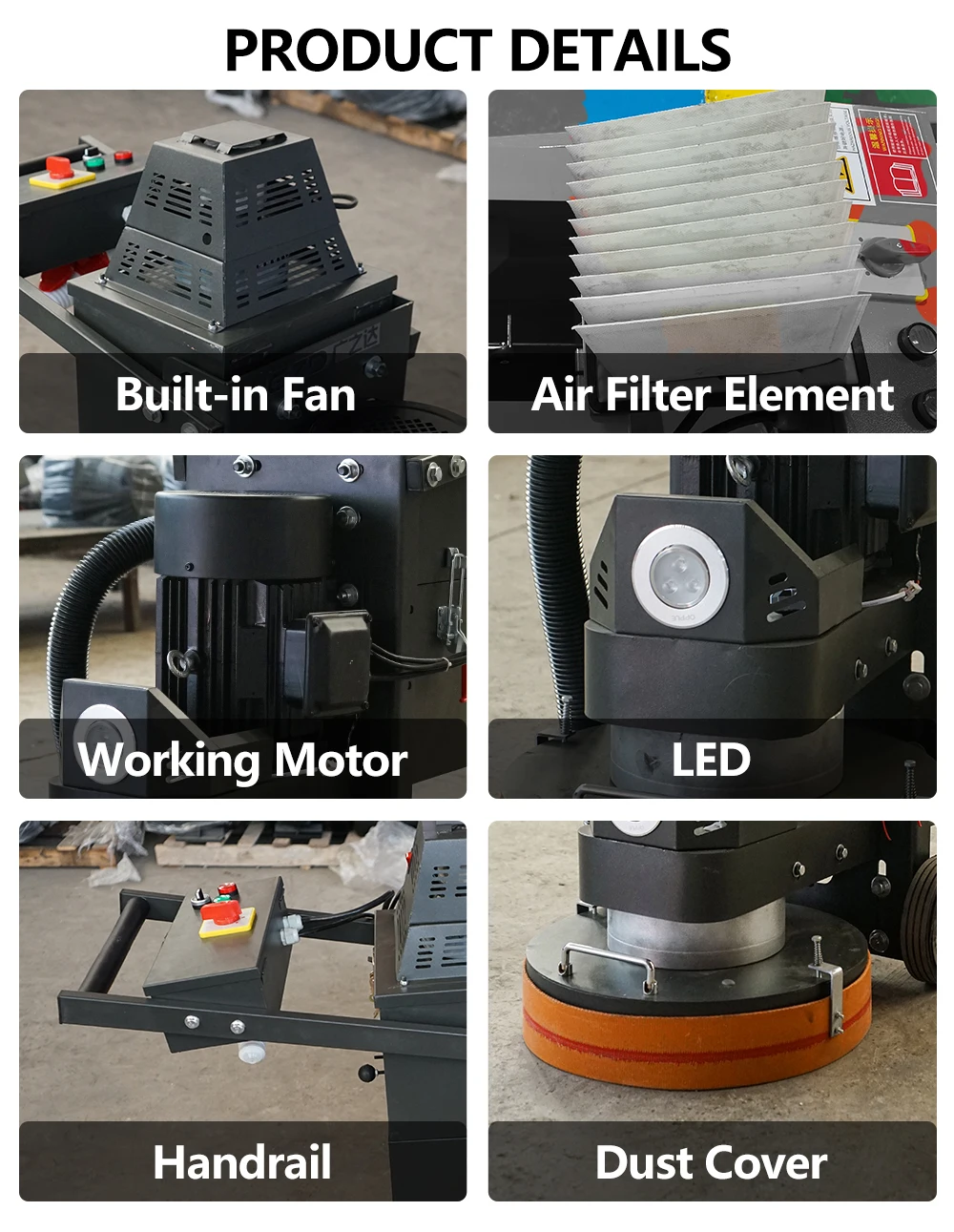 مطحنة أرضية خرسانية 220 فولت 380 فولت وملمع أرضية خرسانية ماسية مع مكنسة كهربائية