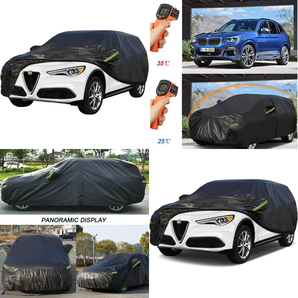 

All-Weather SUV Car Cover for 2017-2025 Alfa Romeo Stelvio, 7-Layer Waterproof, UV & Dust Protection, Black