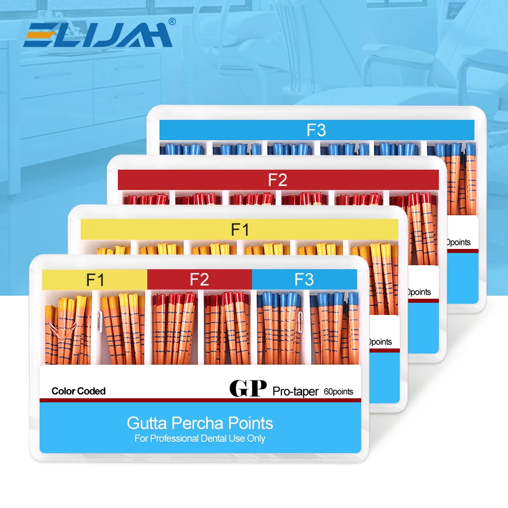 ELIJAH 1/5/10 caja Dental con escala puntos de gutapercha Pro-T gran cono estéril raíz cancelación endodoncia punta Material de odontología