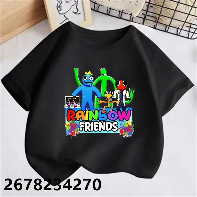 Hot Game Rainbow Friends T-Shirt Set Cartoon Boys Girl Baby Birthday Kids Clothes Short Sleeve T-Shirt Harajuku Multicolour Tops