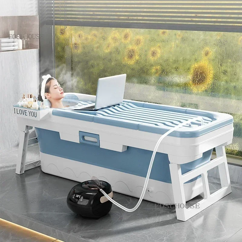 

Portable Folding Bathtub for Adults Ice Bath Spa Plastic Bathtubs Children Swimming Bucket Sauna Lid Cover House Bath Tub