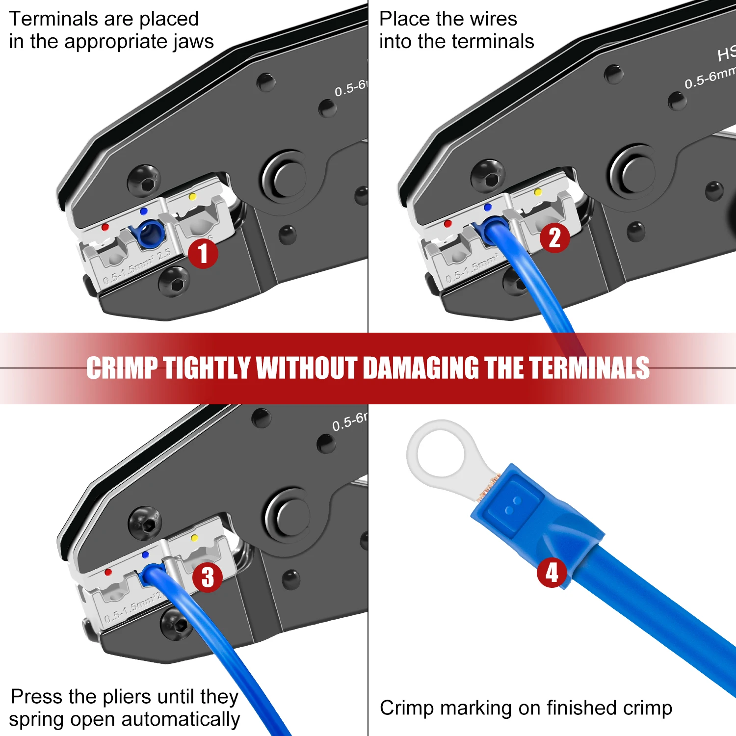 Imagem -06 - Ratcheting Fio Crimper Alicadores Grupo Kit de Ferramentas Handcrimping Multifuncional Mandíbulas para 03b 10n 10wf 35wf Hs30j