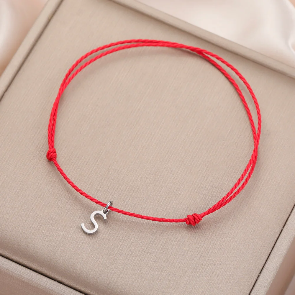 Cazador Anfangsbuchstabe Charm Wachs Seil Armband für Frauen Mädchen Edelstahl Hand Armband Schmuck Geburtstag Geschenke Großhandel