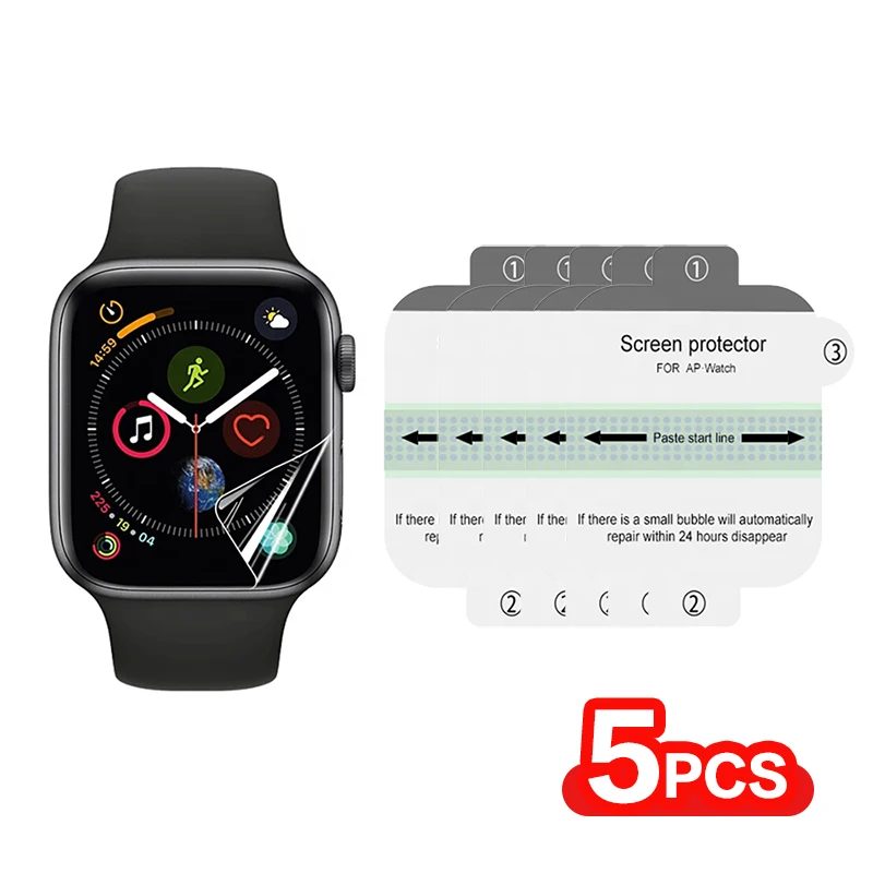 Pellicola salvaschermo 5 pezzi per Apple Watch 7 6 SE 5 9 8 40MM 41MM 42MM 44MM 45MM 38MM pellicola in ceramica per IWatch Ultra 49MM non vetro