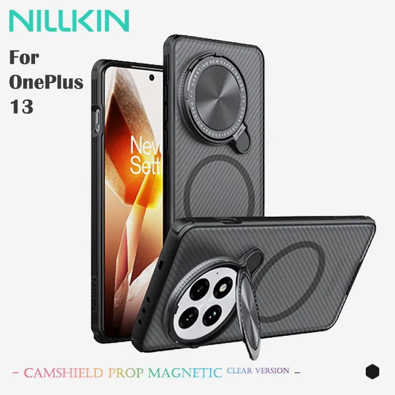 NILLKIN TPU+PC Magnetic Case for OnePlus 13, MagSafe Experience, Lens Cover Stand, Skin-Friendly Touch, Micro-Transparent Design