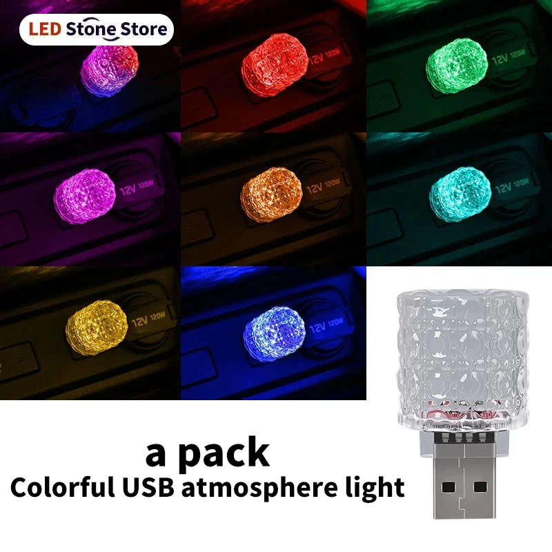 Auto USB Innenraum-LED-Ambientebeleuchtung Kabellose Installation Dekorationszubehör-Set Farbenfrohe Mini-Lichter