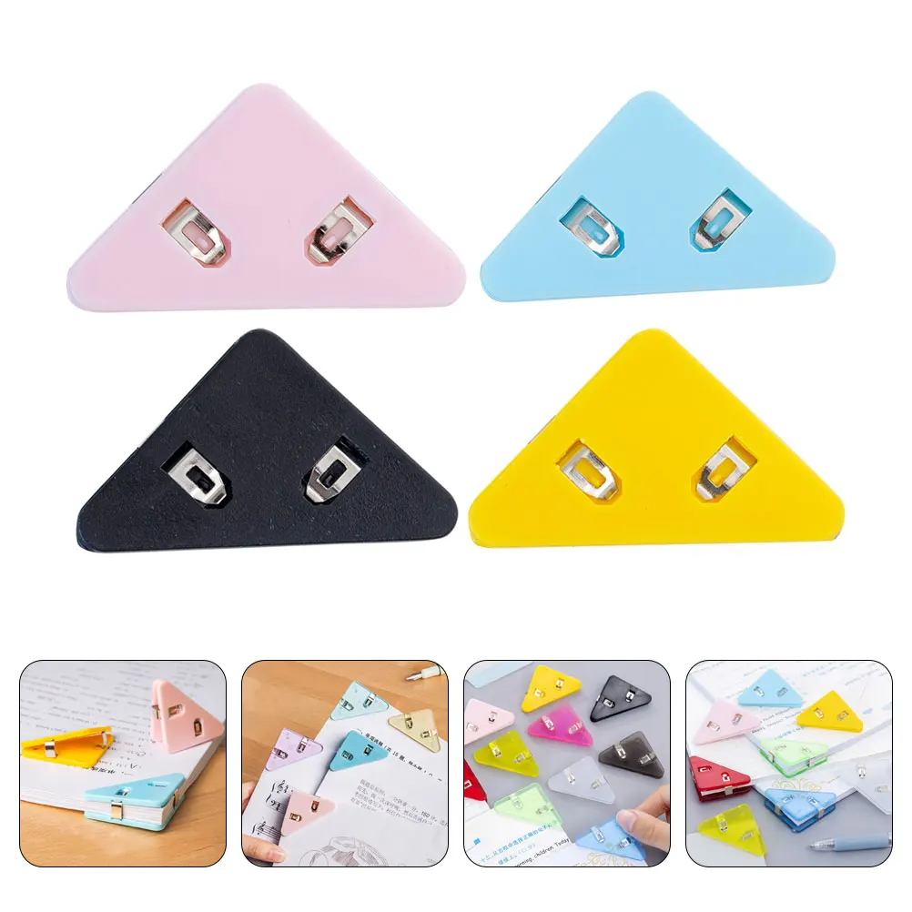 

50pcs Triangle Corner Page Triangular Binder Strong Clamping Force Office Home Use Corner Paper Fastener Book Page