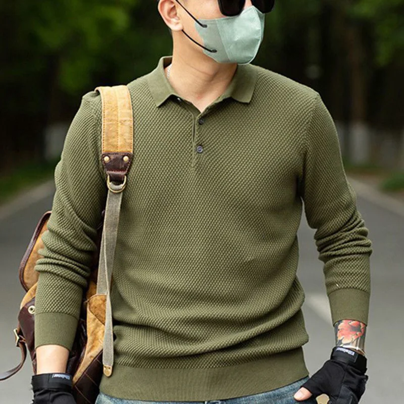 

Fashion Lapel Solid Color Casual Polo Shirts Men's Clothing 2023 Autumn New Oversized Korean Pullovers Tops All-match Tee Shirt