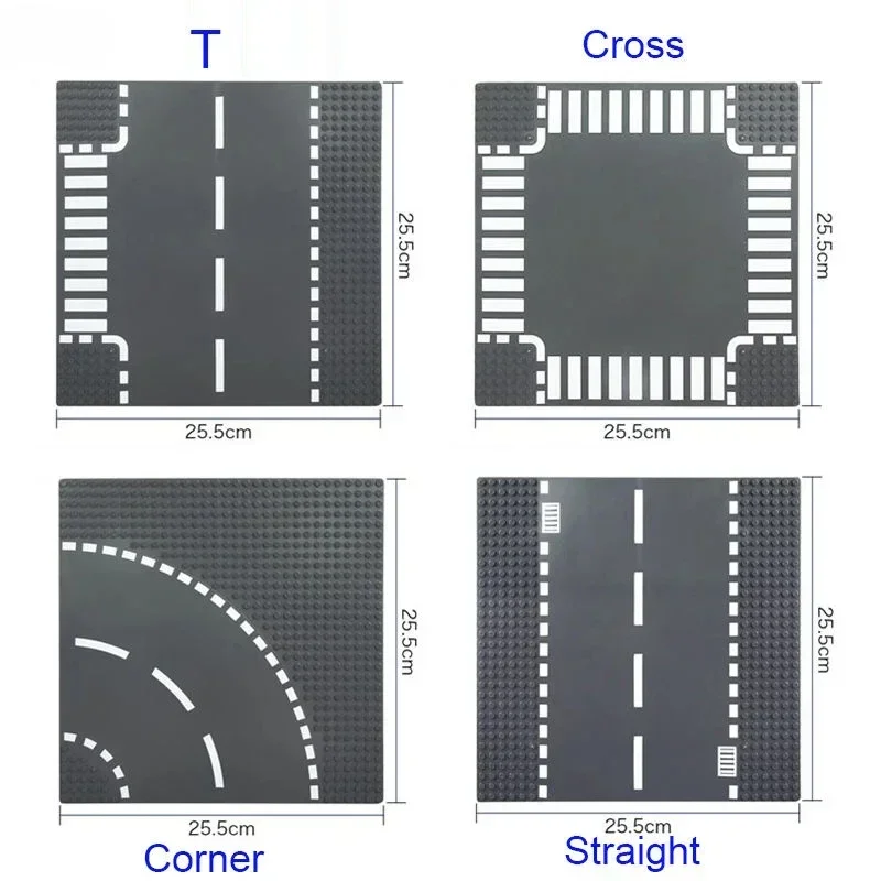 Bloc de Construction classique 32x32 points, plaque de Base, vue sur la ville, figurines de route, jouets de Construction, briques, plaques de Base en plastique