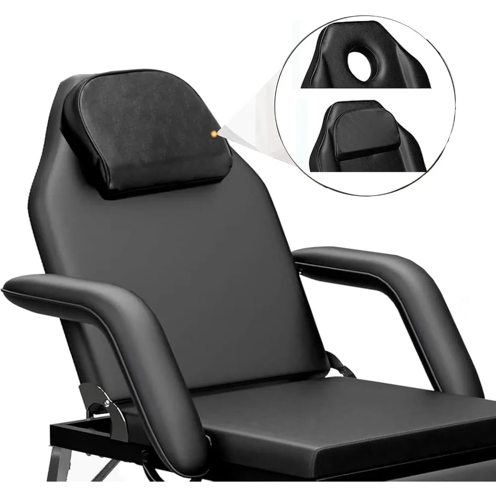 Cama facial de massagem ajustável, encosto de cabeça e braços destacáveis, cadeira de tatuagem portátil para lojas de tatuagem de massagem profissional
