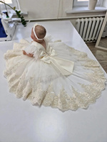 Customized Champagne Flower Girl Dress For Wedding Appliques With Bow Puffy New Born Baby Christening Birthday Party Ball Gown